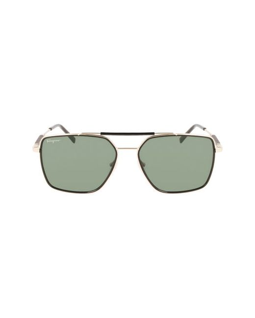 Salvatore Ferragamo 59mm Rectangular Sunglasses in Gold at