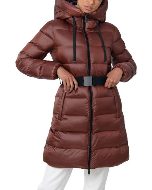 The Recycled Planet Company Nadian Belted Water Resistant Down Recycled Nylon Puffer Jacket in at