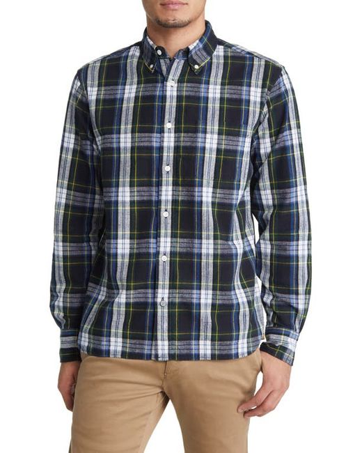 Original Madras Trading Company Madras Plaid Button-Down Shirt in Yellow at