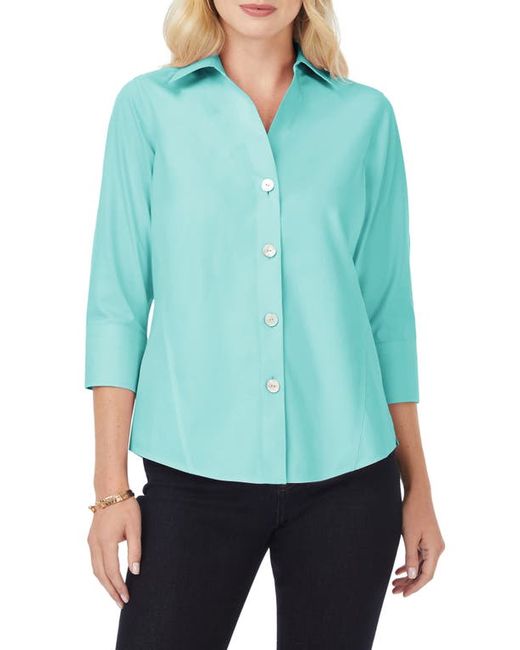 Foxcroft Paige Button-Up Cotton Blouse in at