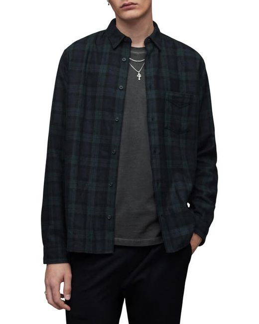 AllSaints Neuhaus Plaid Wool Blend Flannel Button-Up Shirt in at