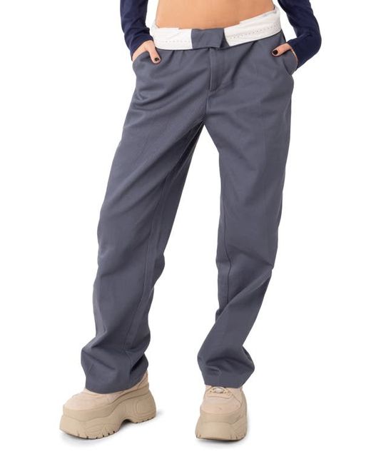 Edikted Folded Waist Wide Leg Chinos in at