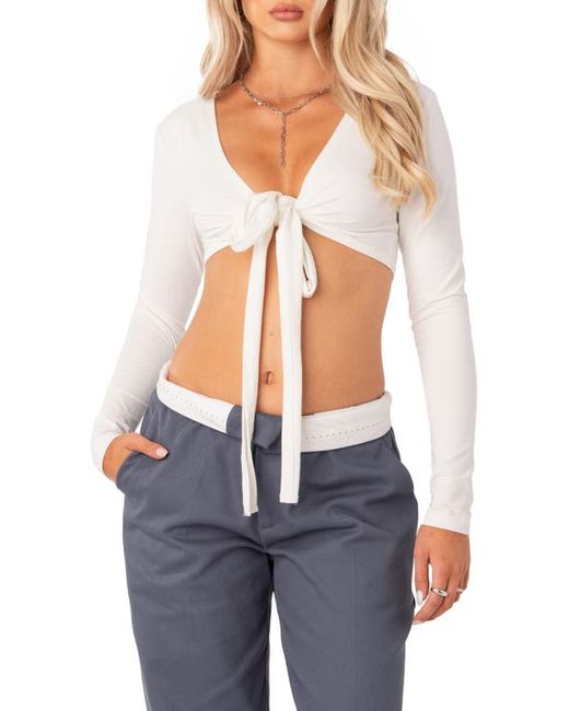 Edikted Layla Tie Front Crop Top in at