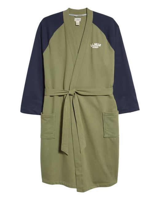 L.L.Bean 1912 Lightweight Fleece Robe in Classic Navy/Deep Olive at
