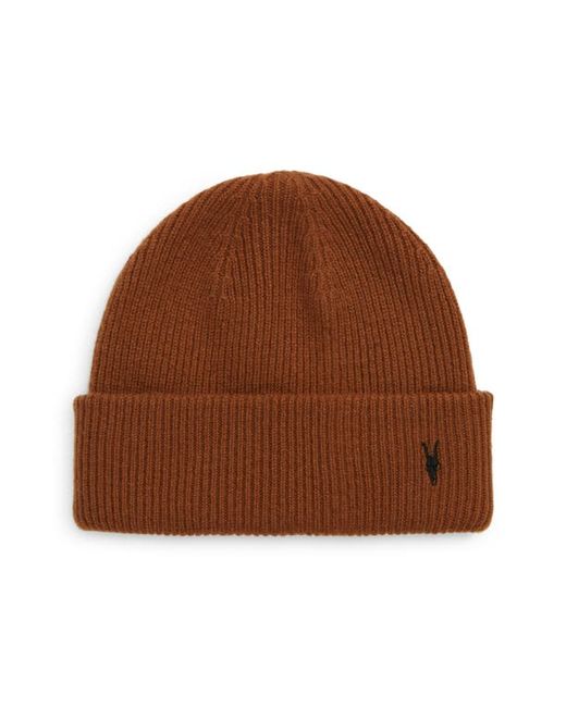 AllSaints Ramskull Embroidered Beanie in at