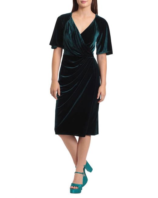 Maggy London Wrap Front Velvet Cocktail Dress in at