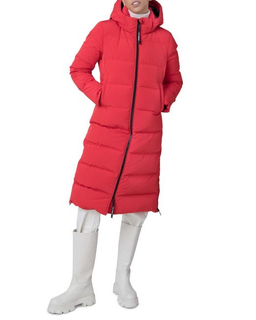 The Recycled Planet Company Lungo Recycled Longline Water Resistant Feather Down Fill Puffer Coat in at