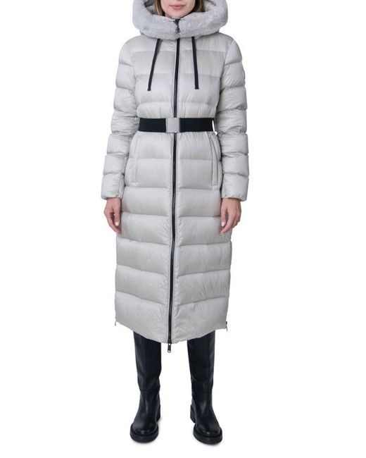 The Recycled Planet Company Romi Belted Faux Fur Trim Water Resistant Puffer Coat in at
