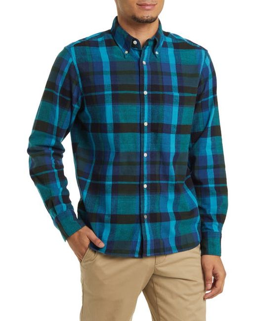 Original Madras Trading Company Madras Plaid Button-Down Shirt in Teal at