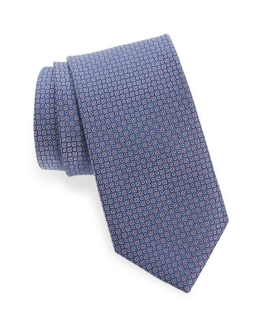 David Donahue Medallion Silk X-Long Tie in Blue at
