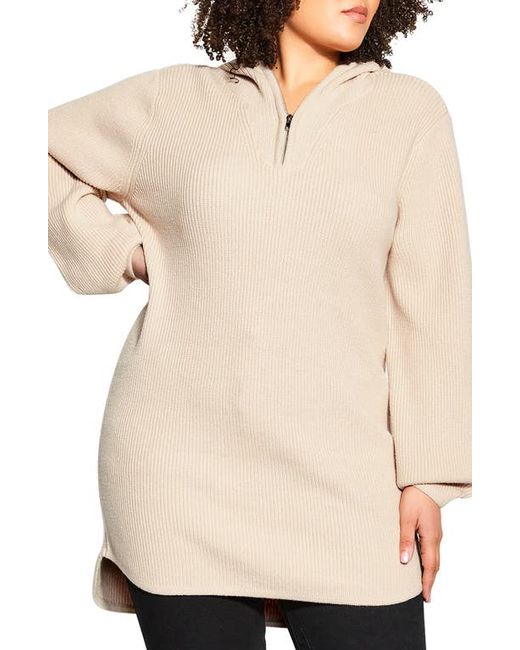 City Chic Lily Cotton Hooded Sweater in at