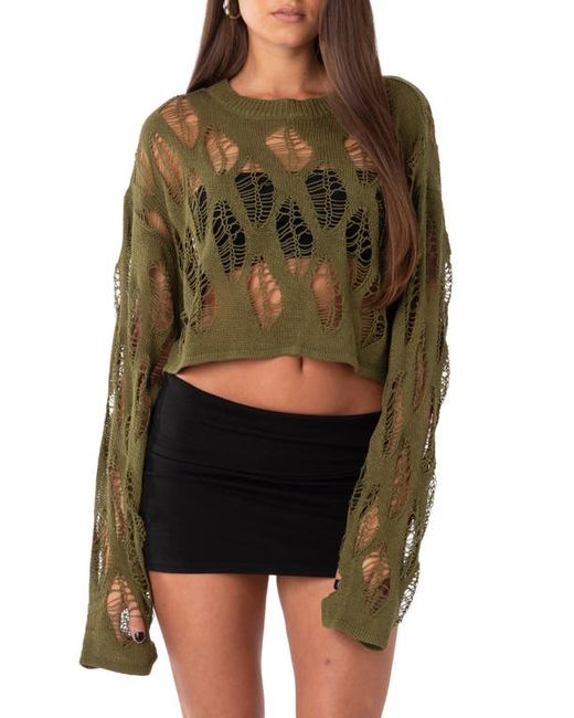 Edikted Clover Slashed Crop Sweater in at