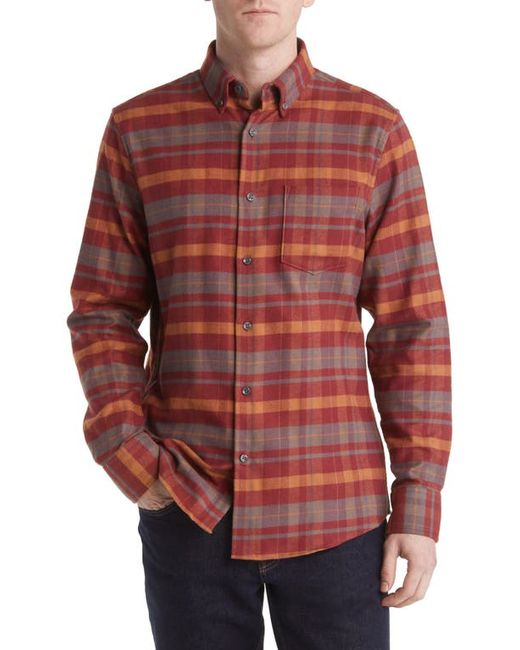Nordstrom Tech-Smart Trim Fit Plaid Stretch Flannel Button-Down Shirt in at