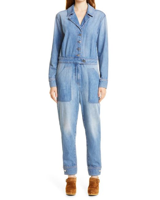 Veronica Beard Oaklyn Long Sleeve Nonstretch Denim Jumpsuit in at