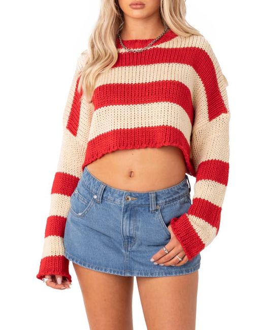 Edikted Ozzy Stripe Crop Sweater in at