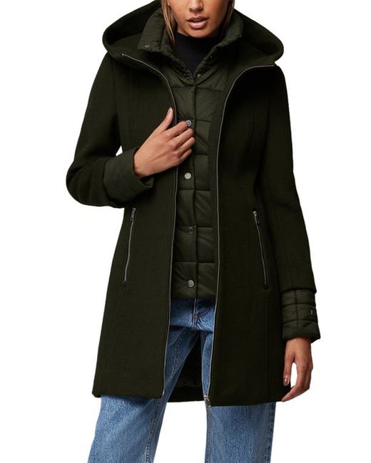 Soia & Kyo Mixed Media Wool Blend Coat with Quilted Bib Insert in at