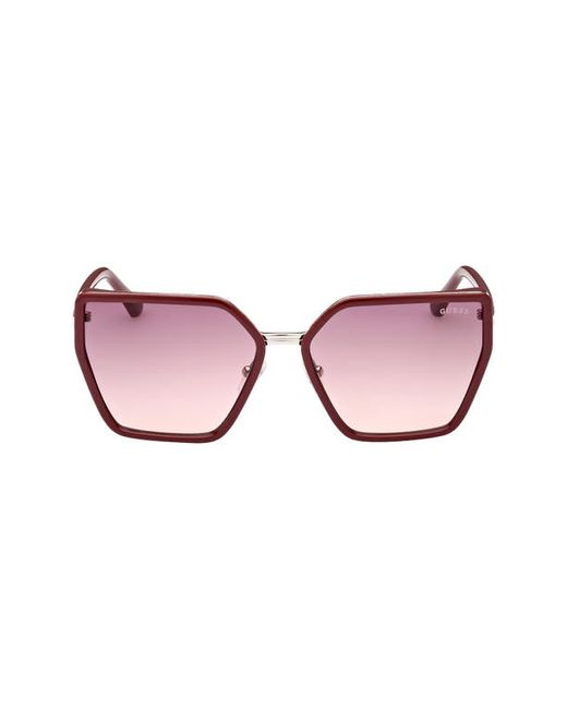 Guess 59mm Gradient Geometric Sunglasses in Shiny Bordeaux at