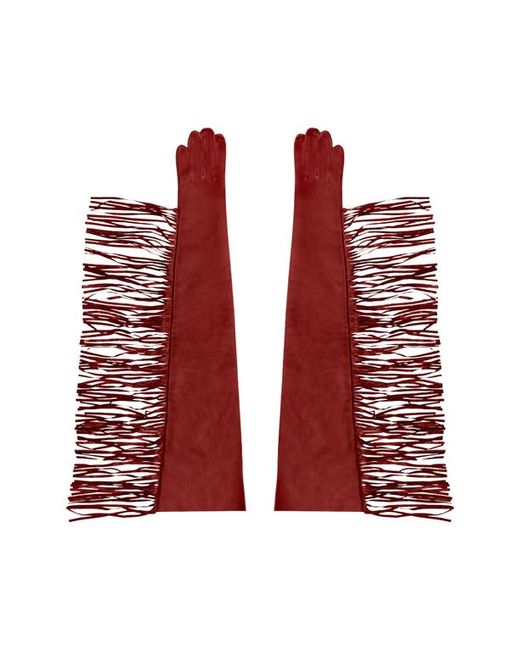 Seymoure Runway Fringe Long Leather Gloves in at