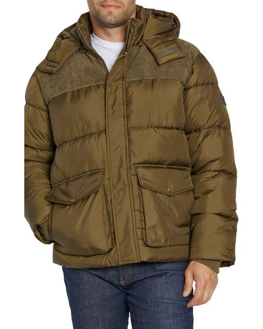 Sean John Water Resistant Mixed Media Puffer Coat with Removable Hood in at