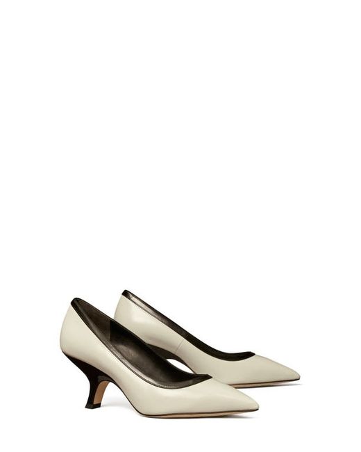 Tory Burch Angle Pointed Toe Pump in New Ivory Perfect Black at