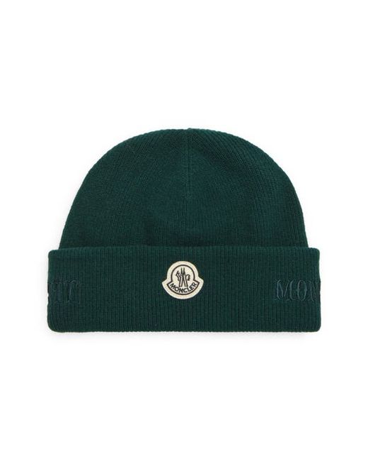Moncler Genius Bell Logo Patch Rib Wool Beanie in at