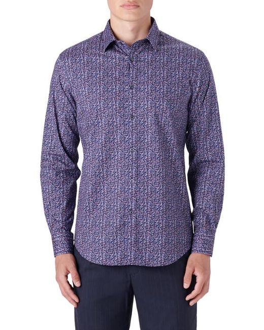 Bugatchi Shaped Fit Leaf Print Button-Up Shirt in at