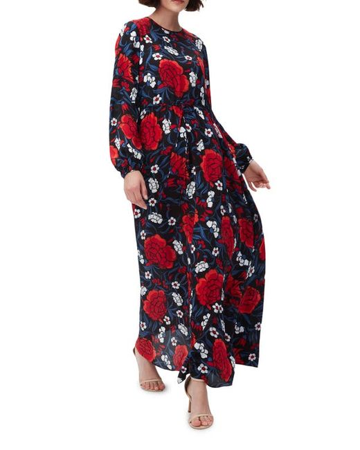 Dvf Sydney Rose Print Long Sleeve Maxi Dress in at