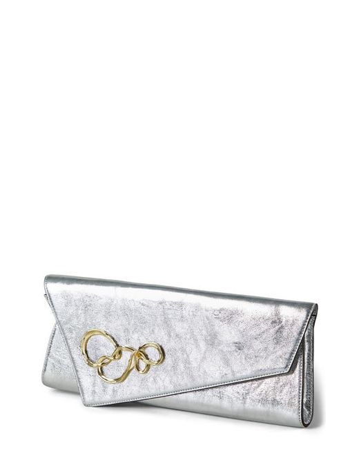 Alexis Bittar Twisted Angular Metallic Leather Clutch in at