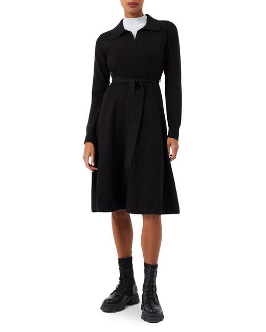 French Connection Judith Tie Waist Long Sleeve A-Line Dress in at