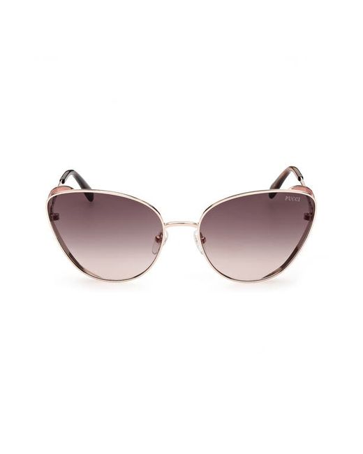 Emilio Pucci 61mm Cat Eye Gradient Lens Sunglasses in Rose Gold/Gradient Smoke at