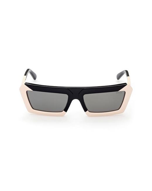 Emilio Pucci 56mm Gradient Rectangular Sunglasses in Black Smoke at
