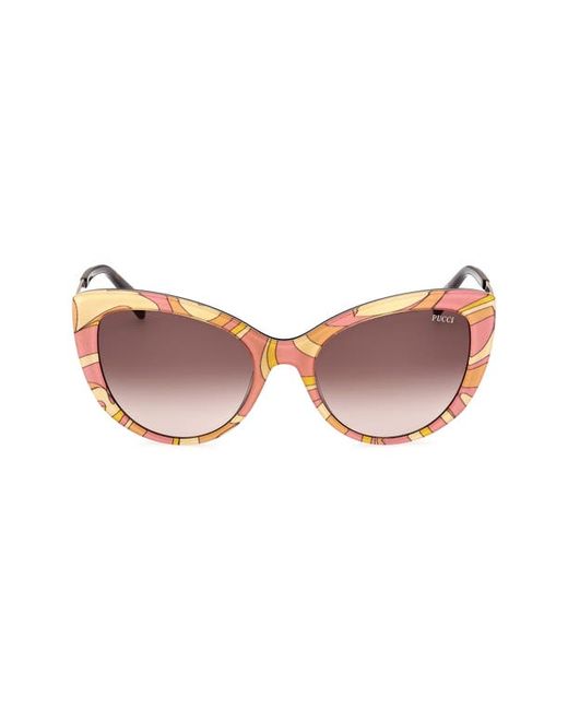 Emilio Pucci 56mm Cat Eye Sunglasses in Other Gradient Brown at
