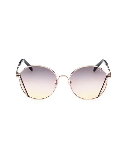 Emilio Pucci 58mm Round Sunglasses in Rose Gold/Gradient Smoke at