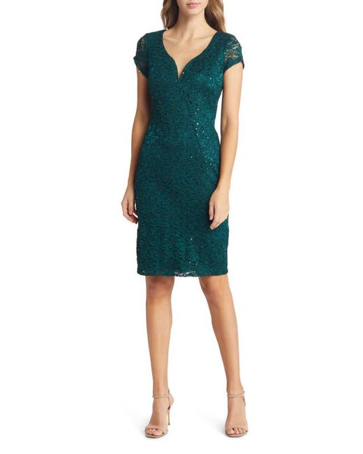 Connected Apparel Sweetheart Neck Sequin Lace Cocktail Dress in at