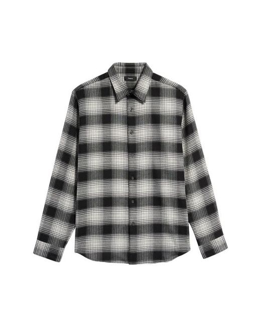 Theory Noll Plaid Flannel Button-Up Shirt in at