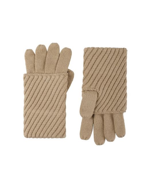 AllSaints Travelling Rib Fold Over Cuff Knit Gloves in at