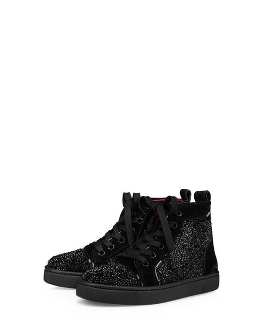 Christian Louboutin Funnytopi Crystal Embellished High Top Sneaker in Jet at