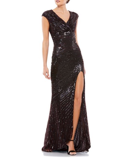 Mac Duggal Embellished Cap Sleeve Trumpet Gown in at