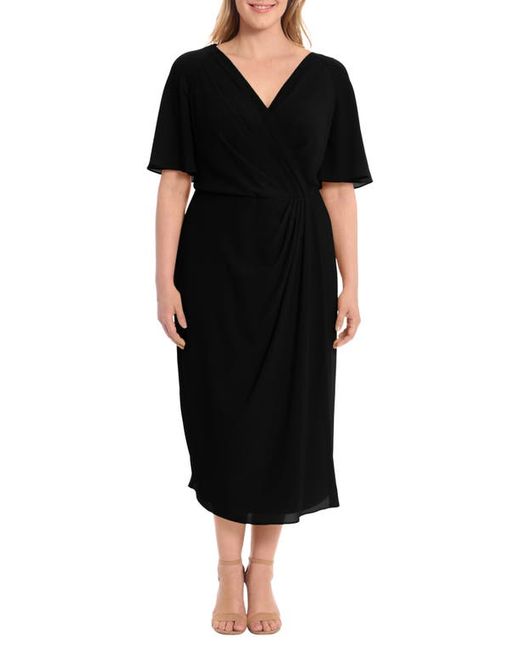 Maggy London Catalina Faux Wrap Crepe Midi Dress in at