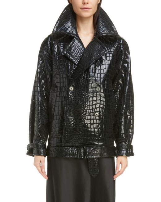 Saint Laurent Croc Embossed Lacquered Jacket in at