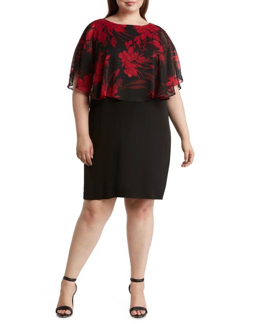 Connected Apparel Floral Cape Overlay Sheath Dress in at