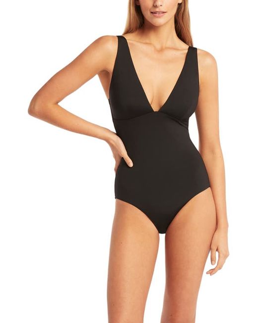 Sea Level Essentials Longline One-Piece Swimsuit in at