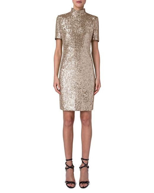 Akris Sequin Mock Neck Cocktail Sheath in at