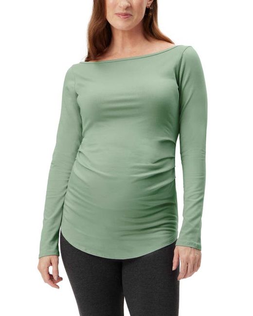Stowaway Collection Ballet Neck Long Sleeve Maternity Top in at
