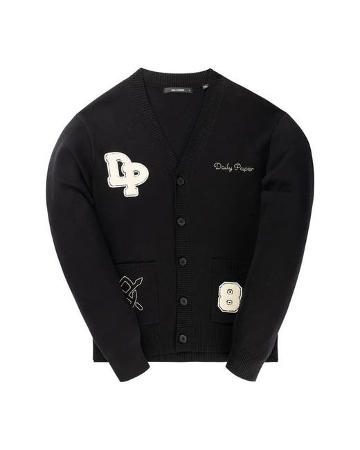 Daily Paper Navalo Embroidered Logo Patch V-Neck Cotton Cardigan in at