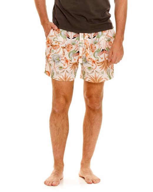 The Lazy Poet Ben Peach Jungle Pajama Shorts in at