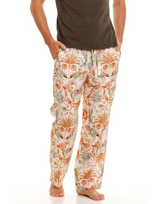 The Lazy Poet Drew Peach Jungle Linen Pajama Pants in at