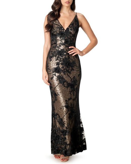 Dress the population Sharon Floral Metallic Gown in at