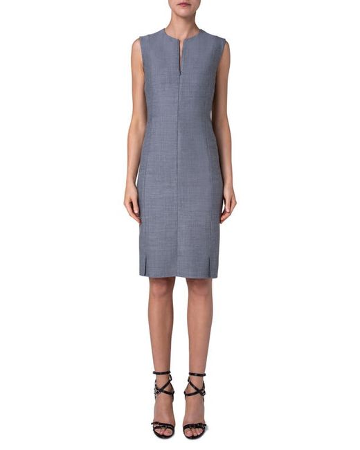 Akris Zip Front Double Face Cotton Wool Sheath Dress in at