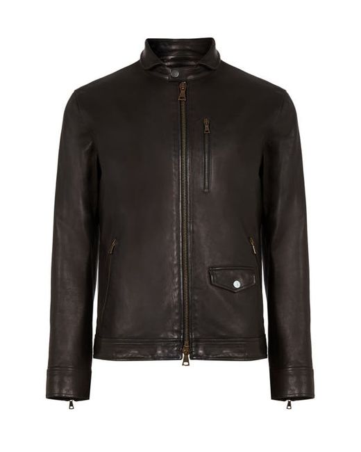 John Varvatos York Slim Fit Leather Jacket in at